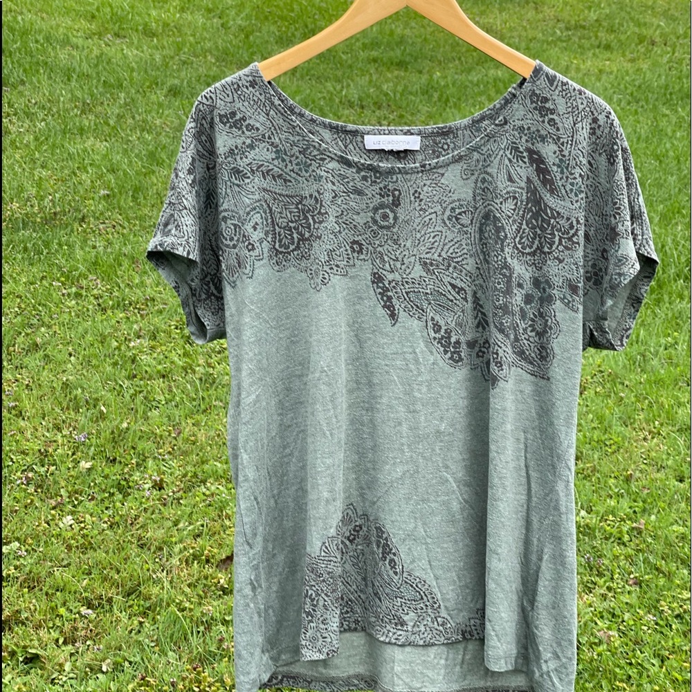 Liz Claiborne Vintage Short Sleeve Cotton Jersey Top Large